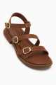 Myra Camel Çift Bantlı Kadın Sandalet