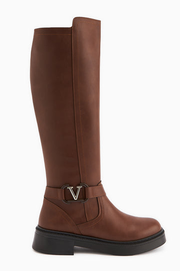 Ginan Taba Toka Detaylı Kısa Topuklu Fermuarlı Çizme