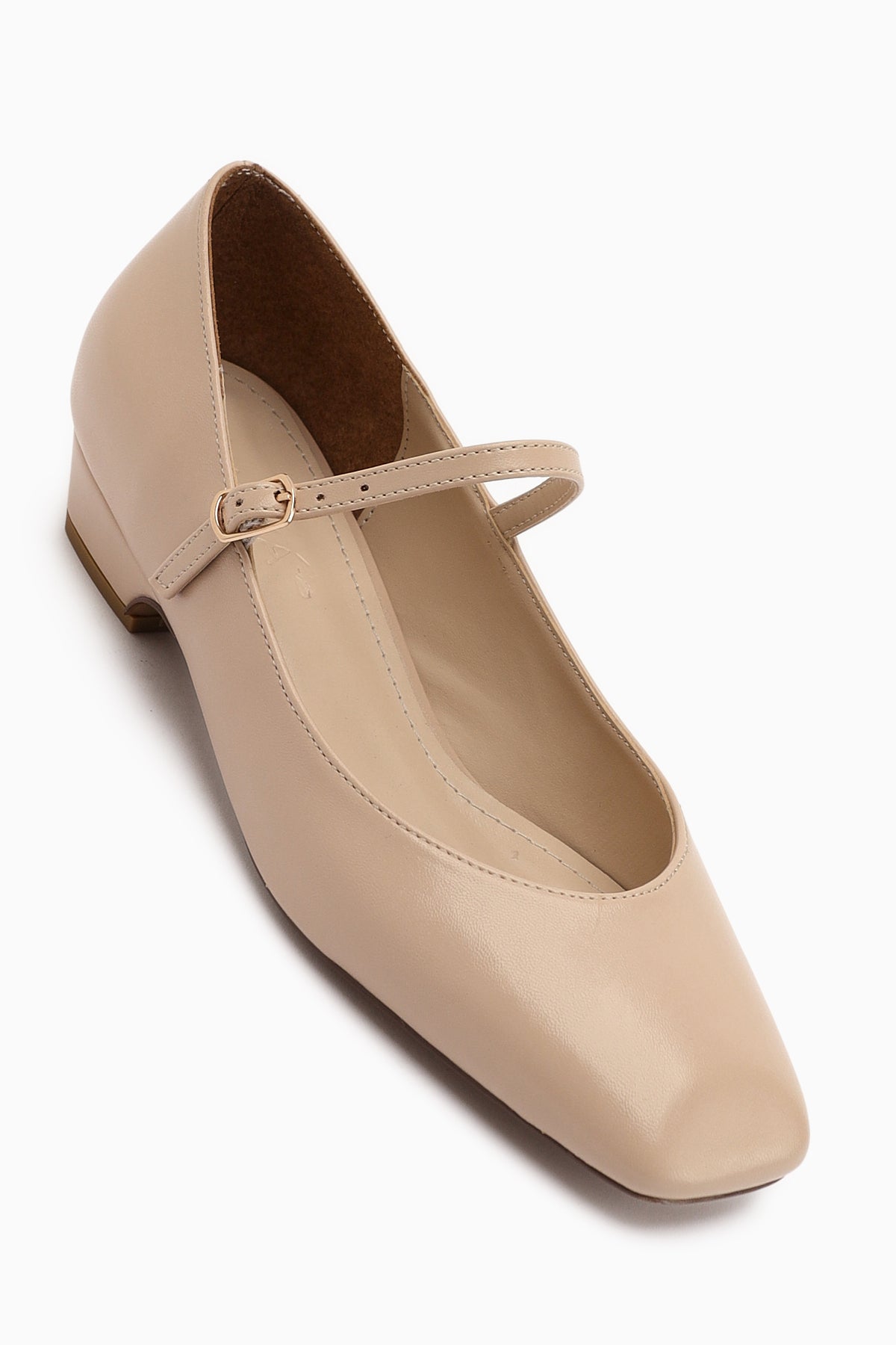 Yuphin Bej Kısa Topuklu Kemerli Kadın Topuklu Ayakkabı