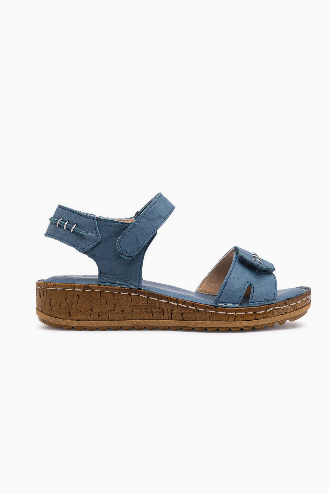 Leone Hakiki Deri Mavi Kadın Sandalet