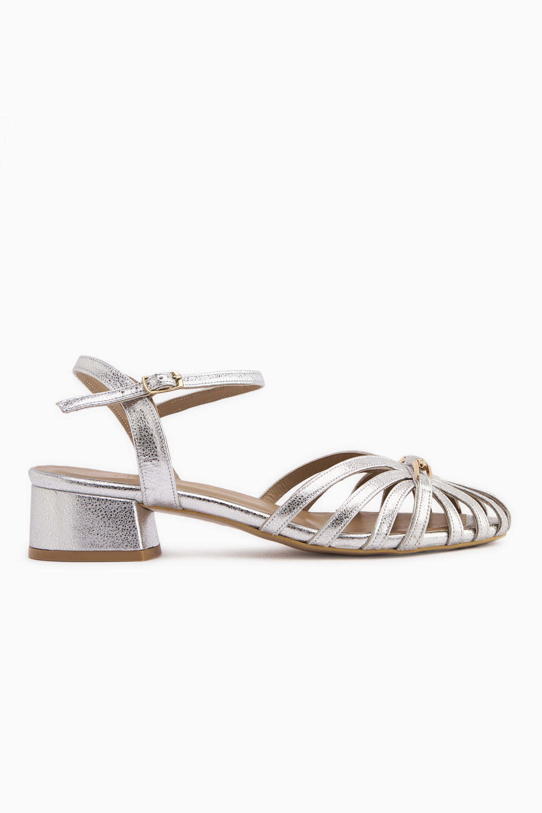 Serry Hakiki Deri Gümüş Tokalı Kadın Sandalet
