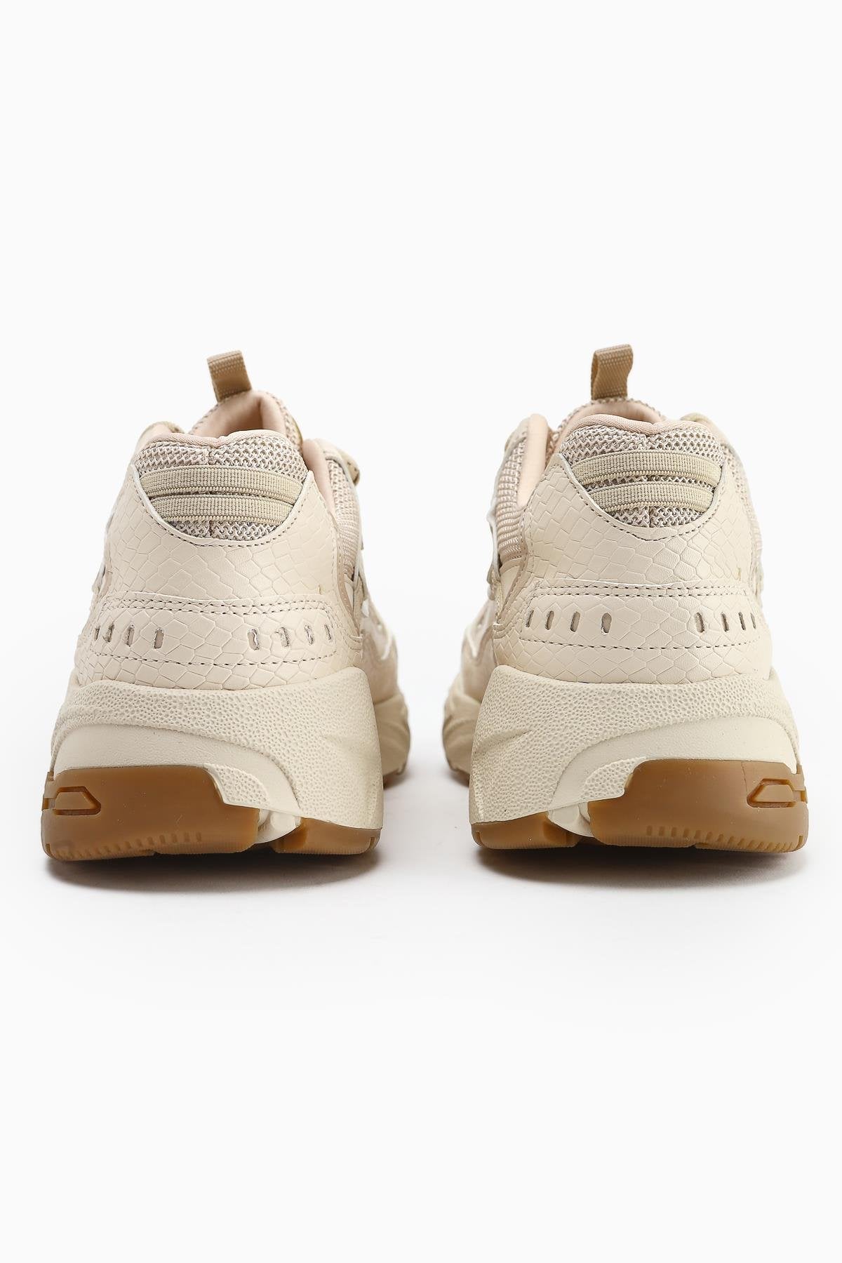 Caisa Bej Tekstil Detaylı Bağcıklı Kadın Sneakers