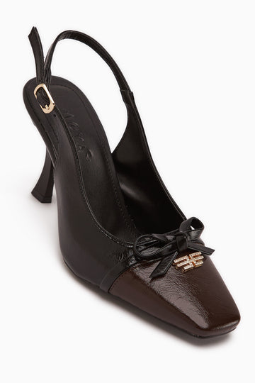 Emila Siyah Fiyonklu Kadın Topuklu Ayakkabı