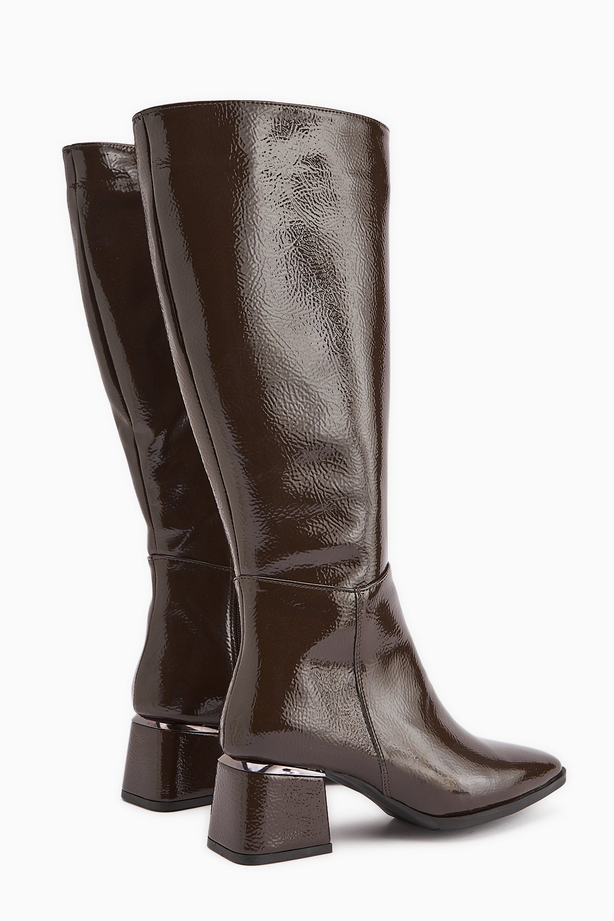 Miami Kahve Rugan Küt Burunlu Çizme