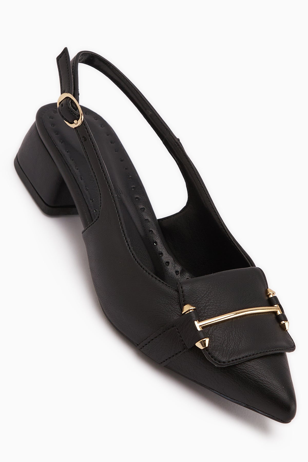 Enja Siyah Tokalı Kısa Topuklu Kadın Topuklu Ayakkabı