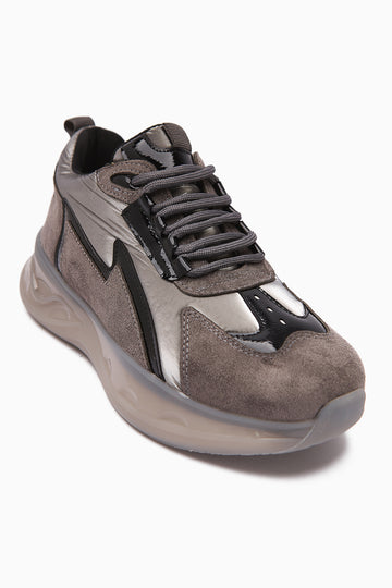 Tolin Gri Paraşüt Kumaşlı Kadın Sneakers Ayakkabı