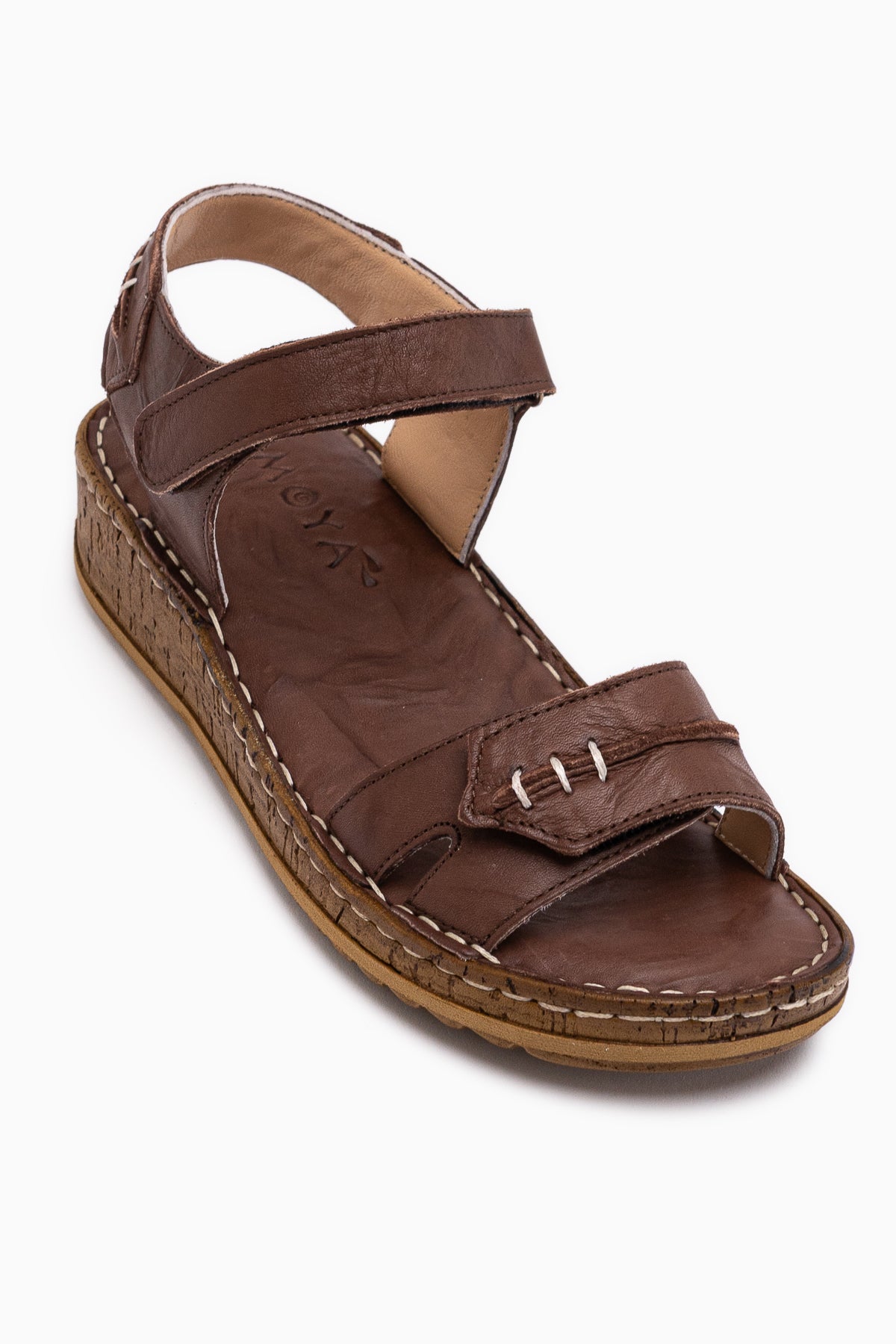 Leone Hakiki Deri Kahve Kadın Sandalet