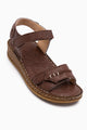 Leone Hakiki Deri Kahve Kadın Sandalet