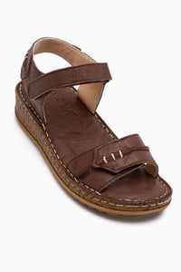 Leone Hakiki Deri Kahve Kadın Sandalet
