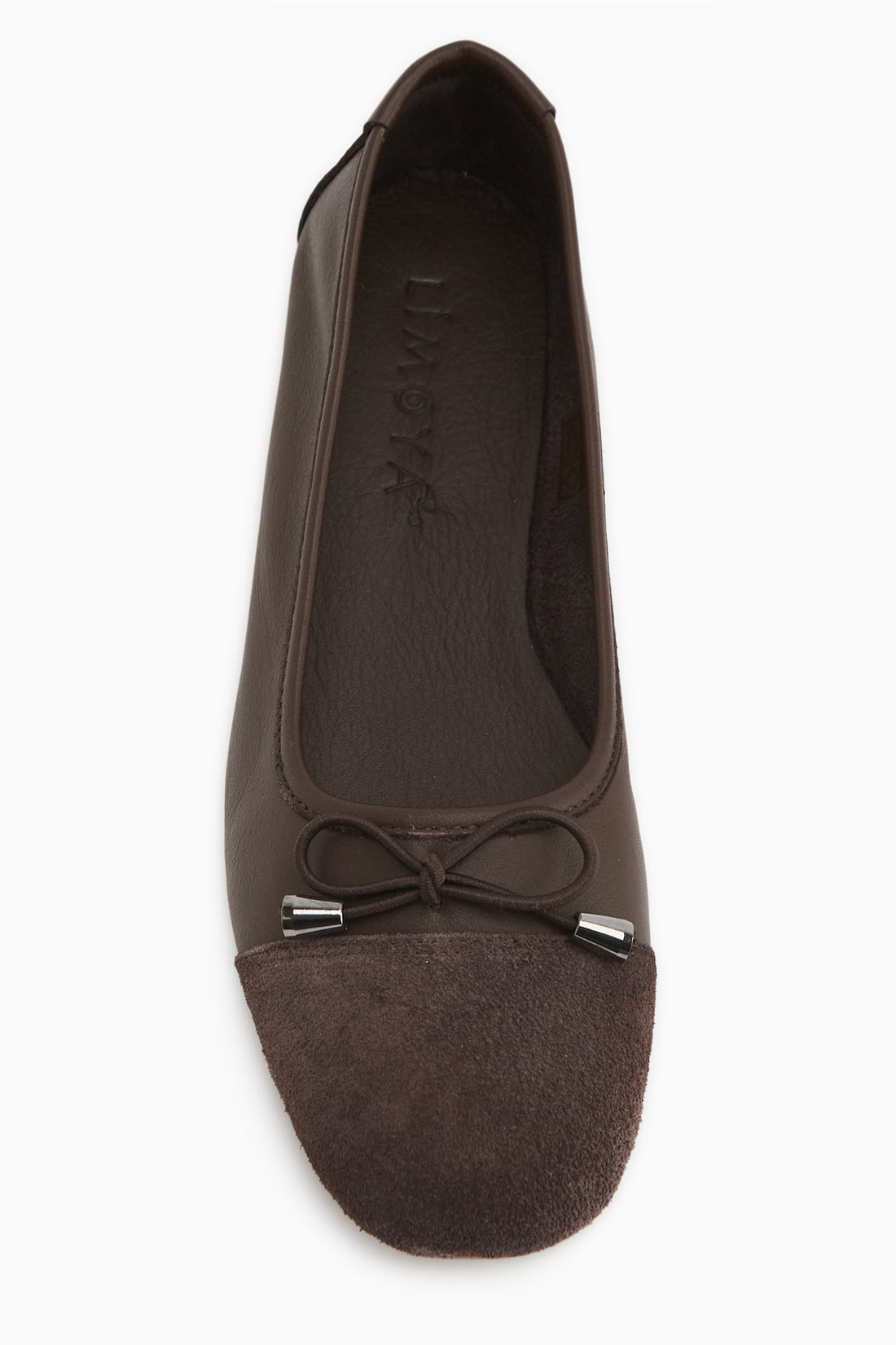 Anjela Hakiki Deri Kahve Fiyonk Detaylı Kadın Babet Ayakkabı