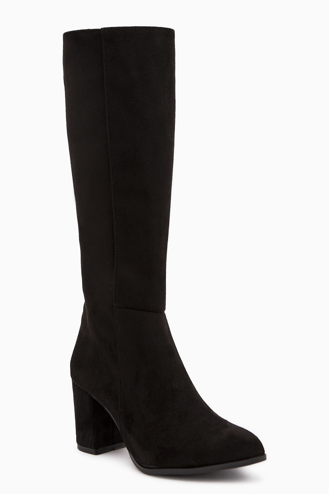 Tatum Siyah Süet Sivri Burunlu Orta Topuklu Çizme