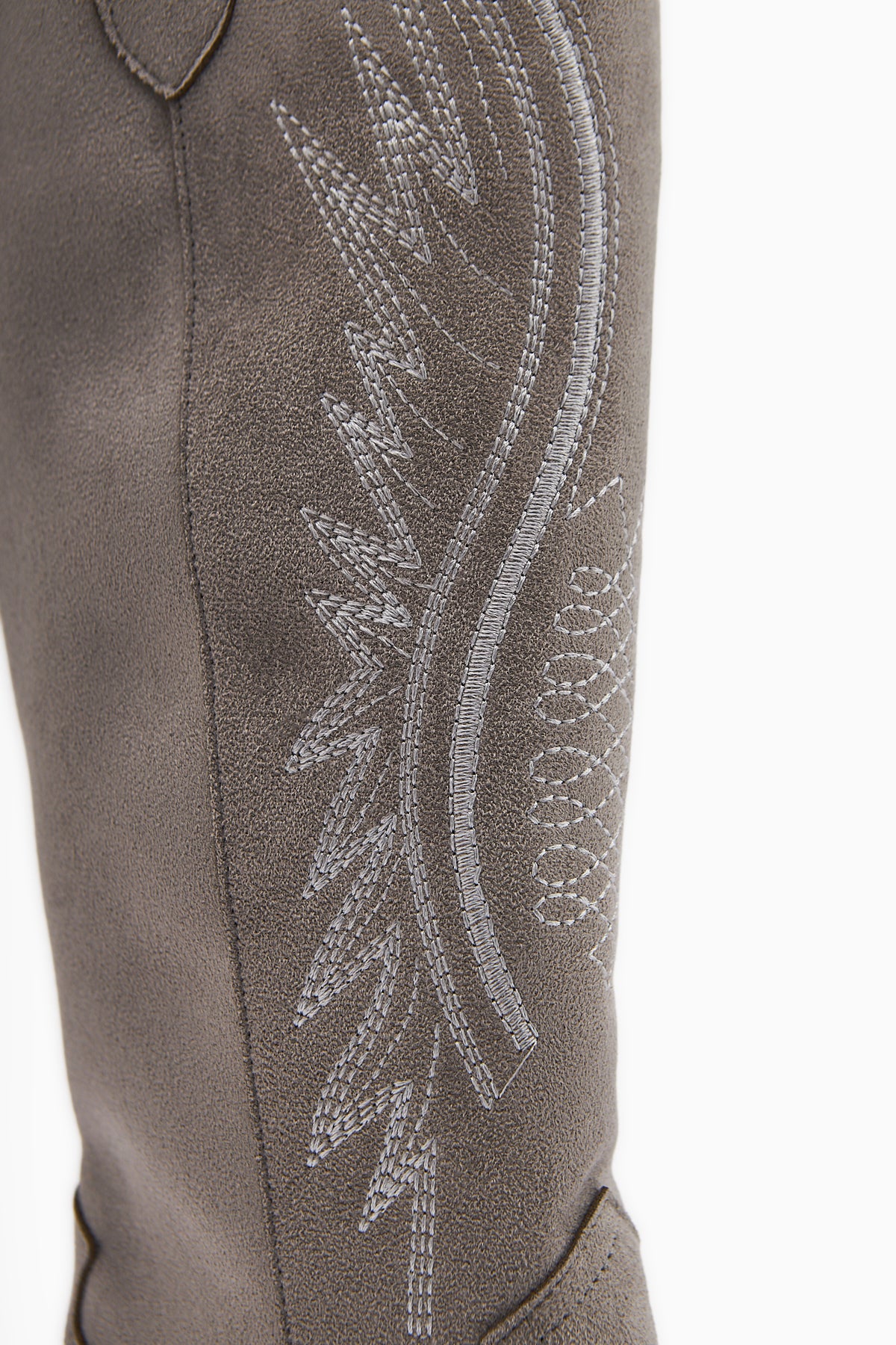 Hero Gri Süet Nakışlı Kovboy Çizme