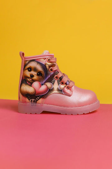 Jannice Pembe Çizgi Karakter Baskılı Bağcıklı Işıklı Bebe Bot