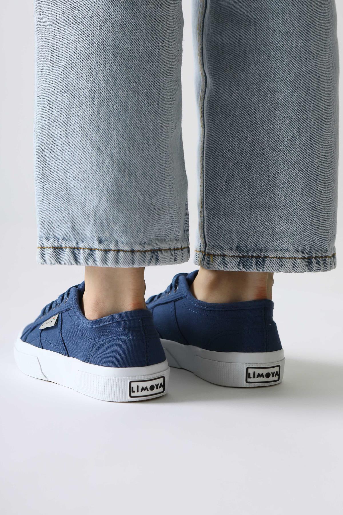 Timon Lacivert Rahat Taban Keten Sneakers