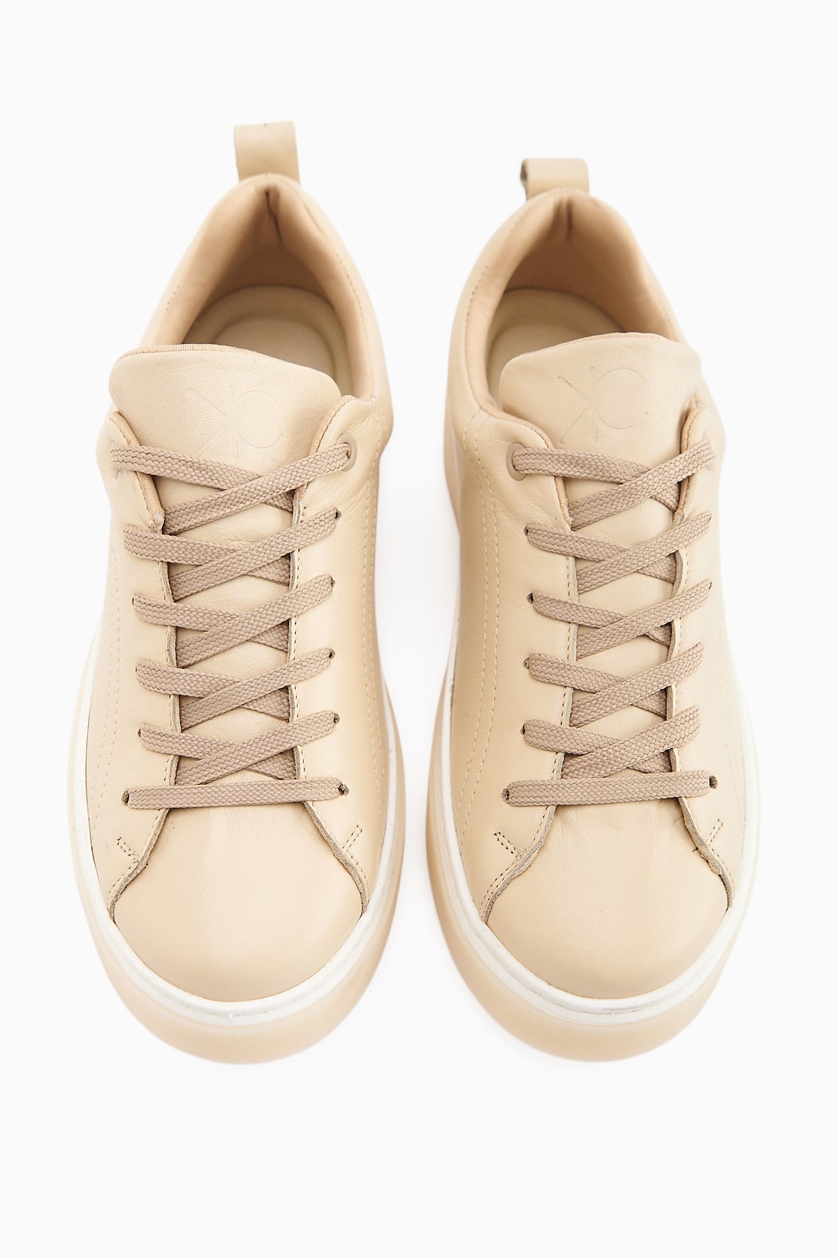Lina Hakiki Deri Bej Kadın Sneaker Ayakkabı