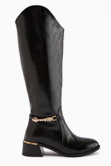 Kamilla Siyah Tokalı Kadın Çizme