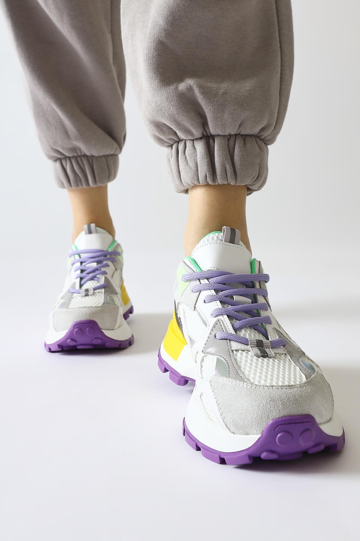 Moe Beyaz File Detaylı Bağcıklı Sneakers