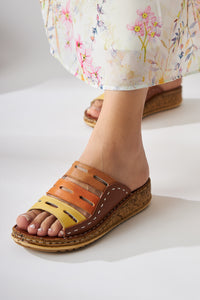 Hakiki Deri Joelle Taba Comfort Lazer Kesim Terlik