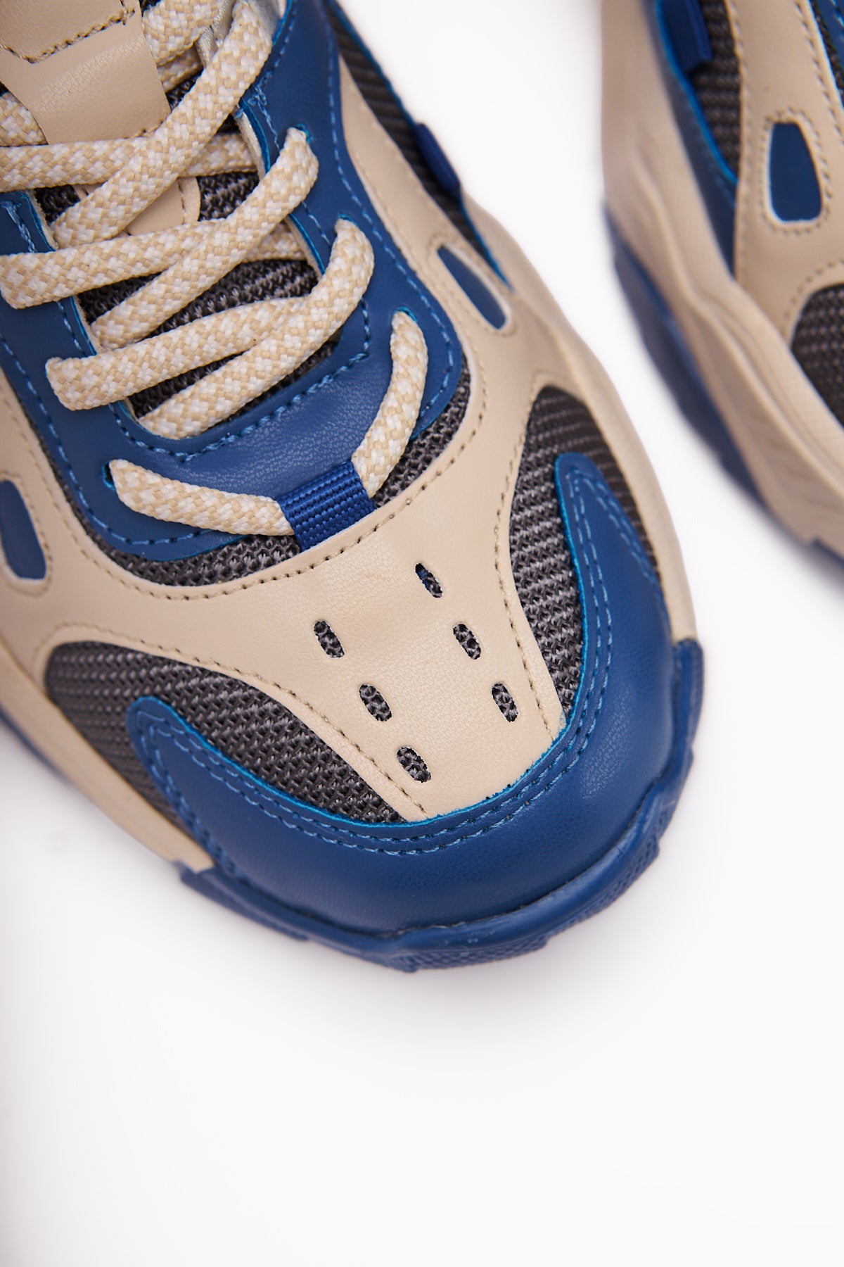 Daysi Mavi Bej Kalın Tabanlı Spor Ayakkabı Kadın Sneakers