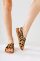 Hakiki Deri Kaia Leopar Desenli Sandalet