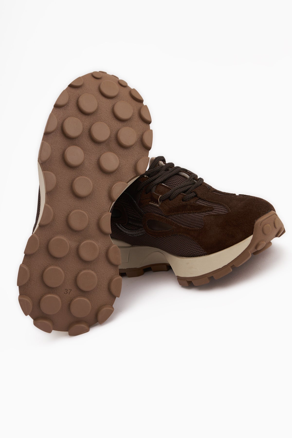 Bisera Kahve Triko-Süet Spor Ayakkabı