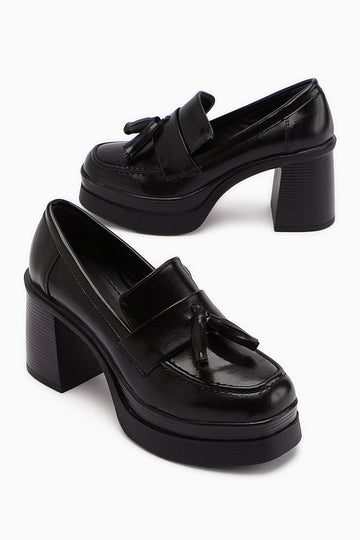 Juni Siyah Platform Topuklu Kadın Günlük Ayakkabı