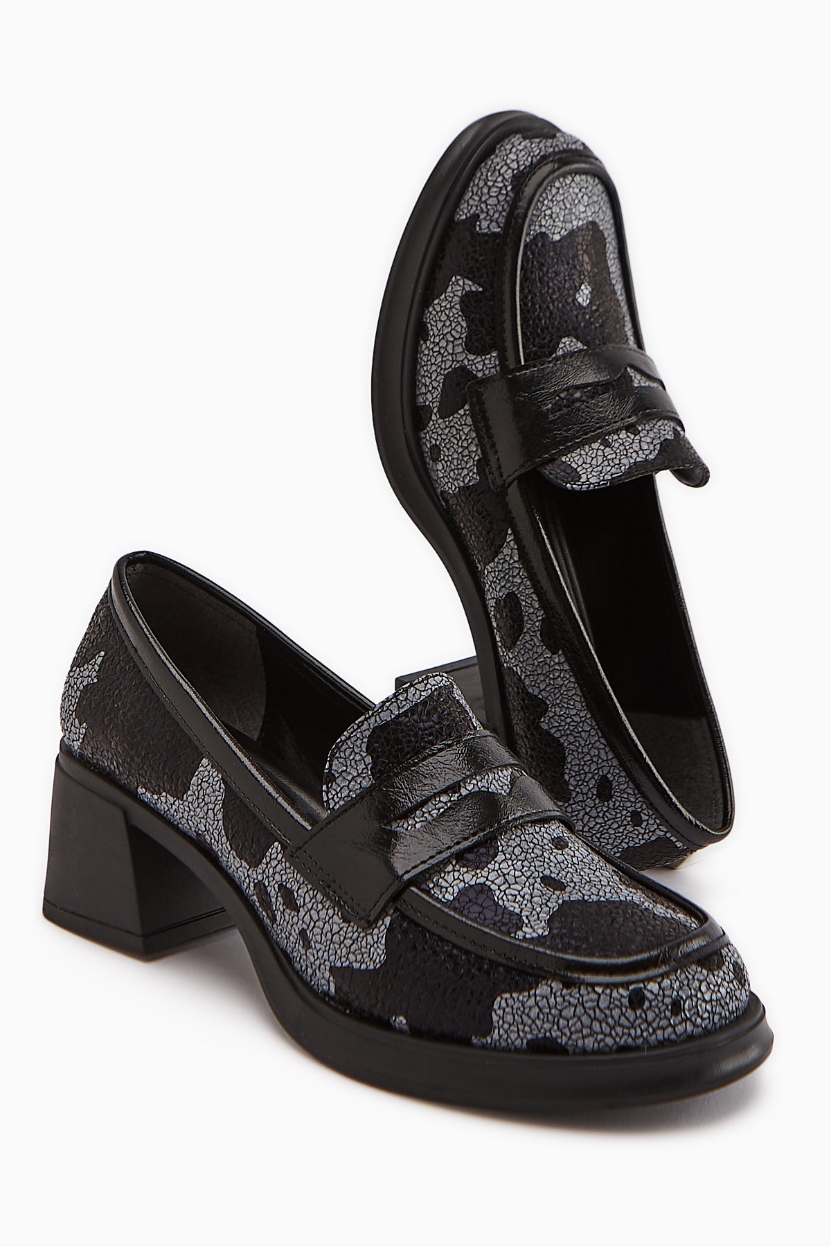 Keyla Siyah Monokrom Desenli Kadın Loafer Ayakkabı