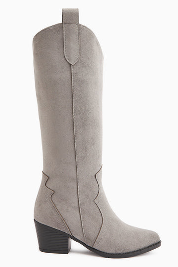 Lhena Gri Süet Western Çekme Çizme