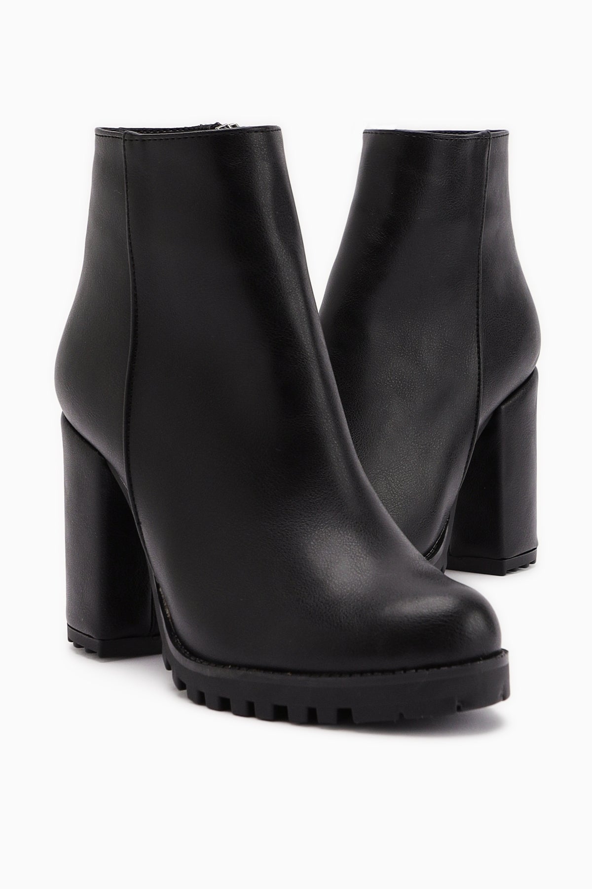 Bahiya Siyah Oval Burunlu Fermuarlı Topuklu Bot