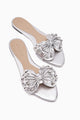 Dotty Gümüş Kabara Zımbalı Fiyonklu Kadın Terlik