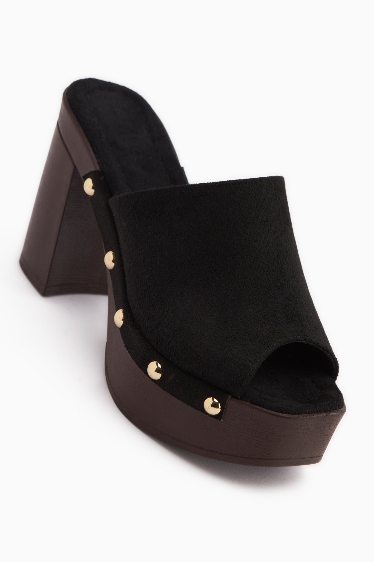 Gracia Siyah Süet Platform Topuklu Kadın Terlik