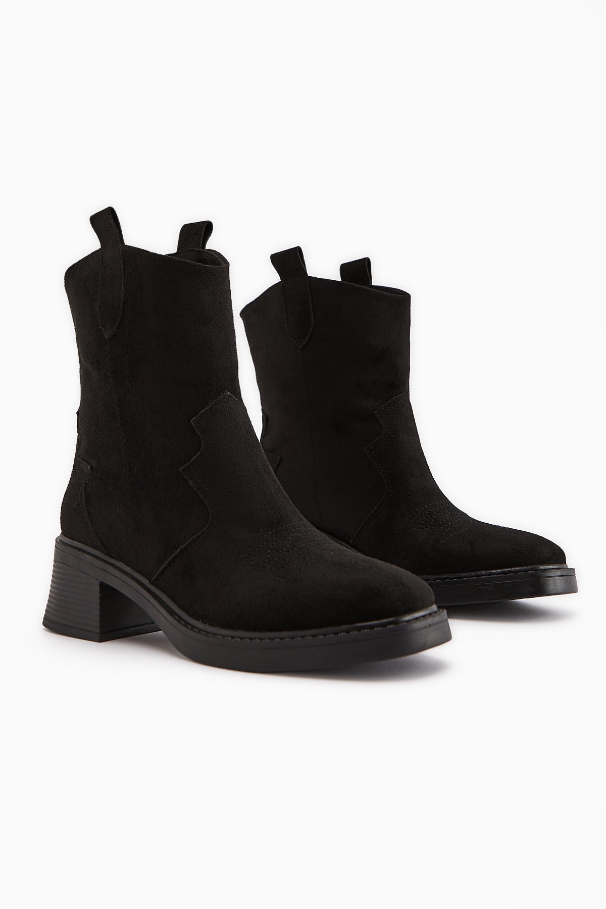 Mindra Siyah Süet Nakışlı Kadın Bot