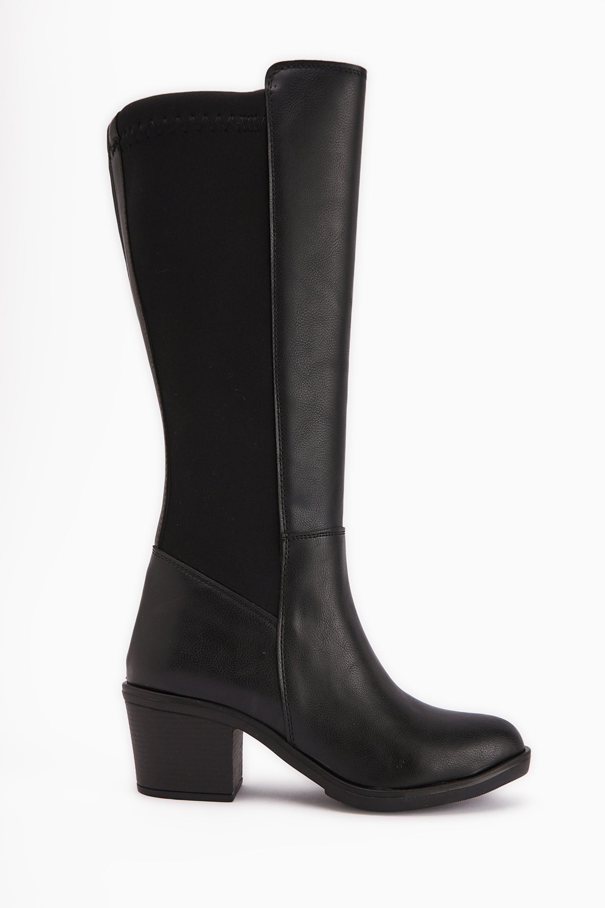 Sesen Siyah Dalgıç Kumaş Detaylı Esnek Konçlu Çizme