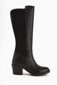 Sesen Siyah Dalgıç Kumaş Detaylı Esnek Konçlu Çizme