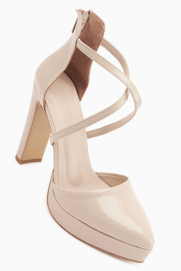 Naomi Bej Kemerli Platform Topuklu Kadın Ayakkabı
