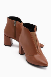 Maria Elena Taba Sivri Burunlu Fermuarlı Topuklu Bot