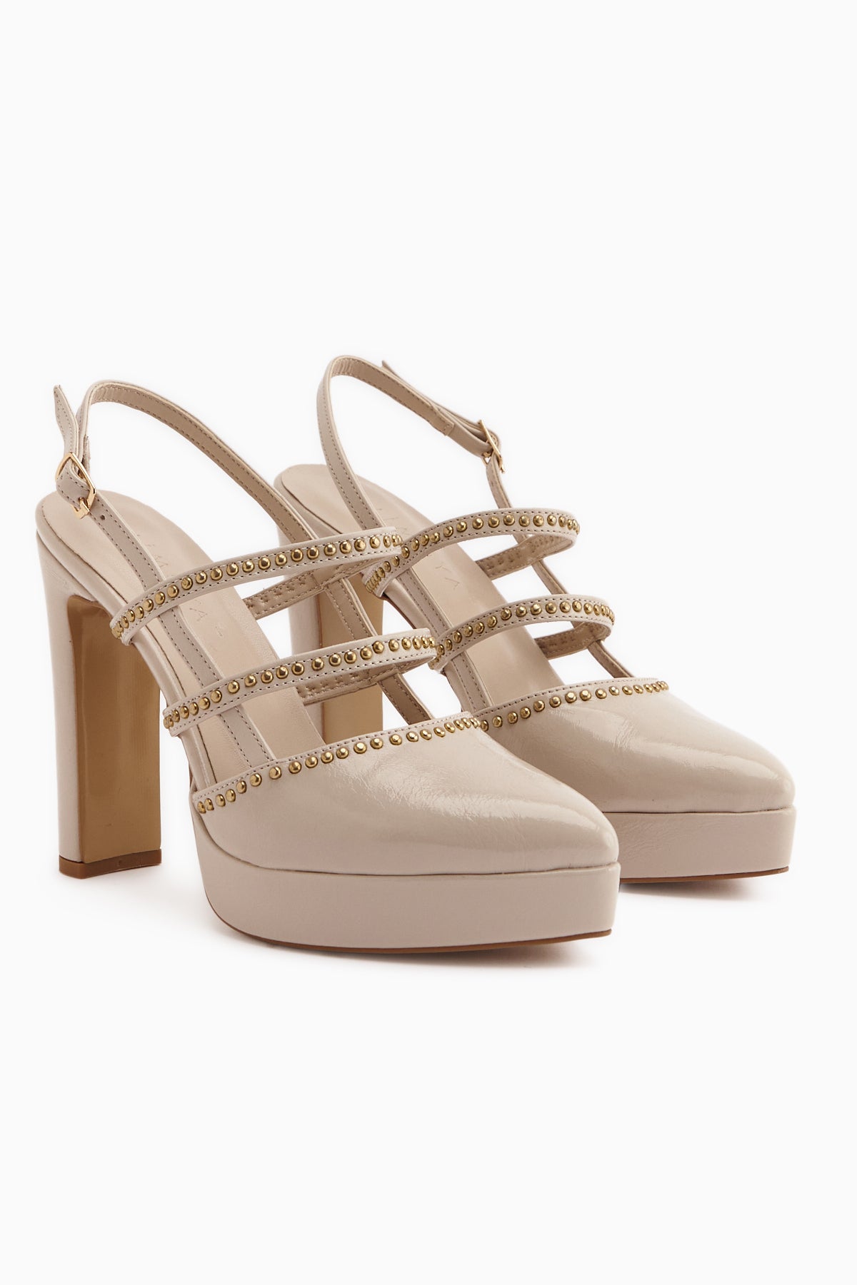 Milea Bej Zımba Detaylı Kadın Platform Topuklu Ayakkabı