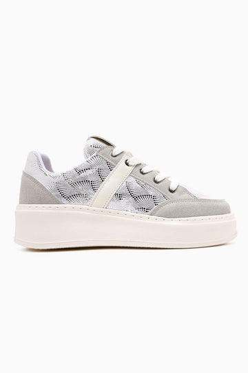 Julissa Beyaz Süet Parlak Desenli Kalın Taban Kadın Sneakers