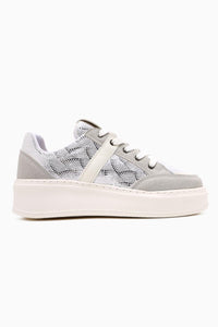 Julissa Beyaz Süet Parlak Desenli Kalın Taban Kadın Sneakers