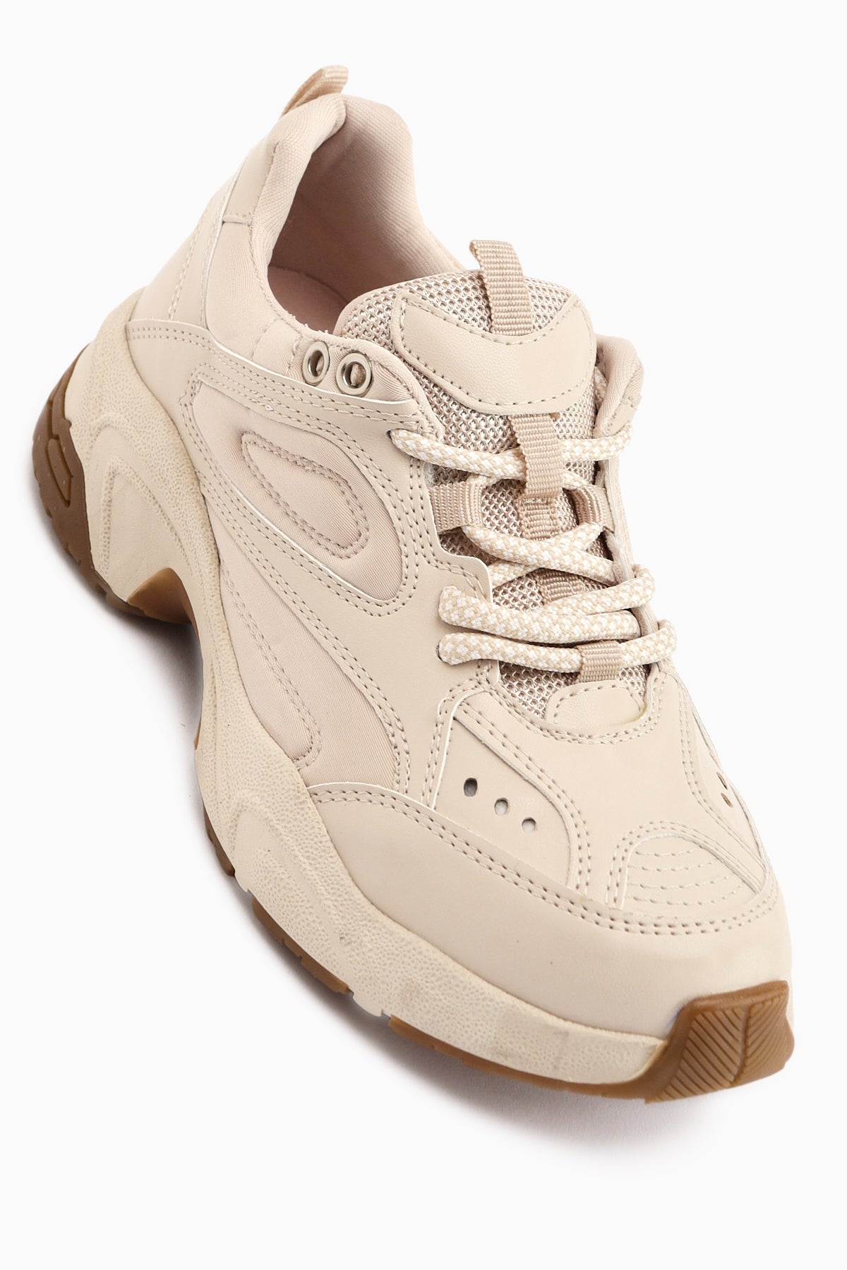 Trina Bej Bağcıklı Kadın Sneaker Ayakkabı