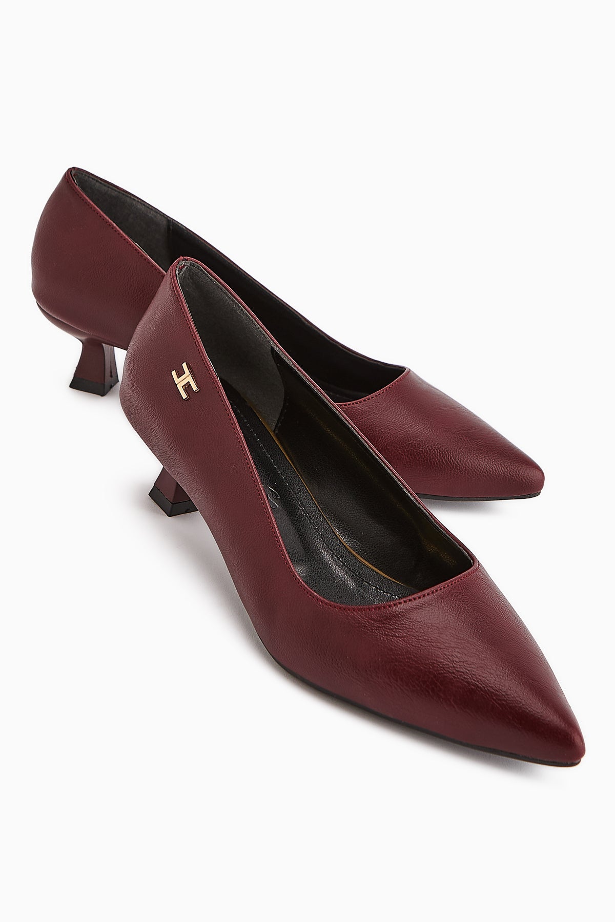 Wera Bordo Kısa Topuklu Ayakkabı Kadın Stiletto
