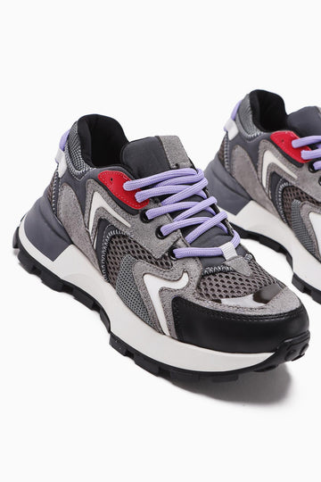Onella Füme Süet Detaylı Bağcıklı Kadın Sneakers