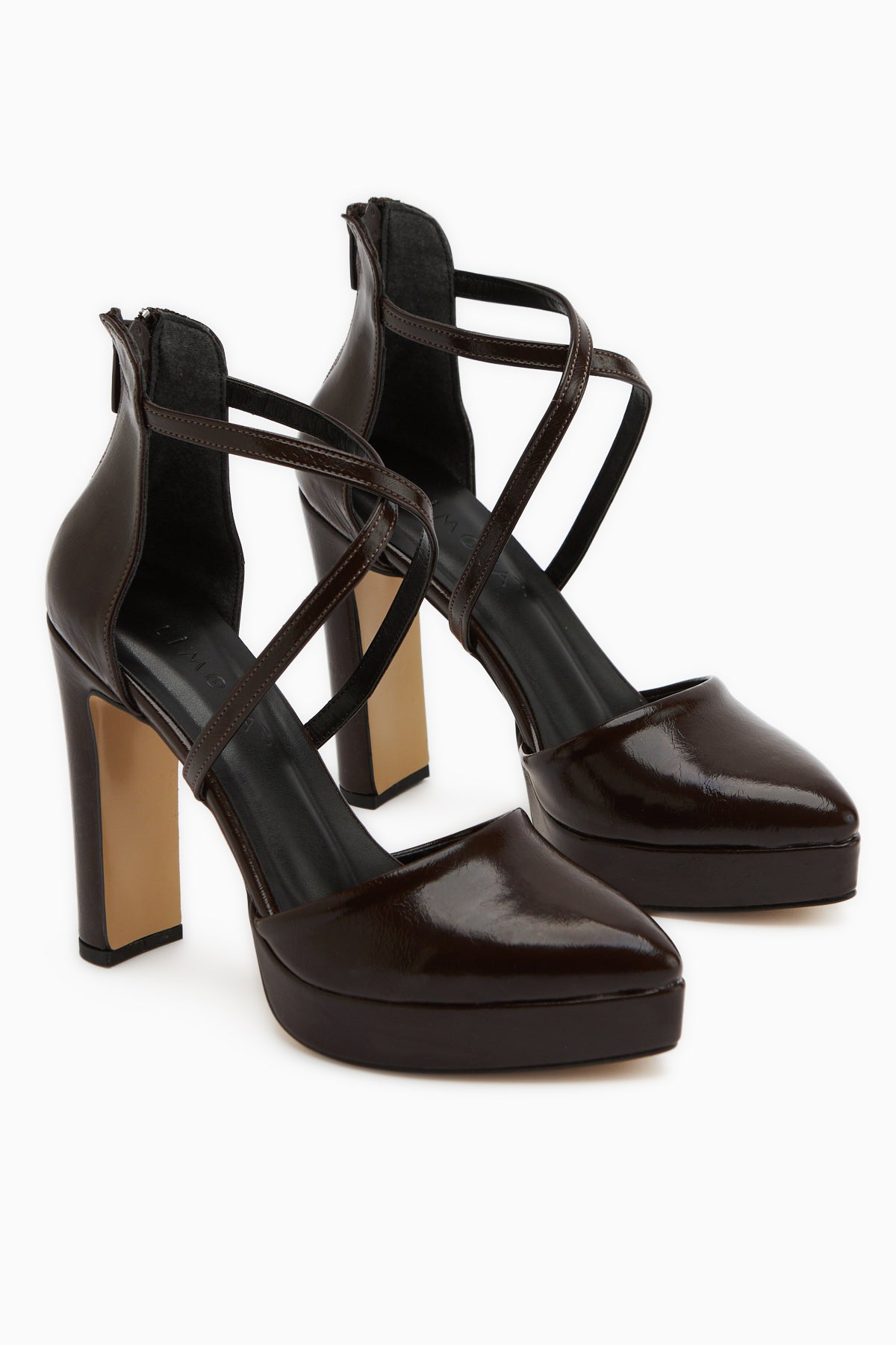 Naomi Kahve Kemerli Platform Topuklu Kadın Ayakkabı