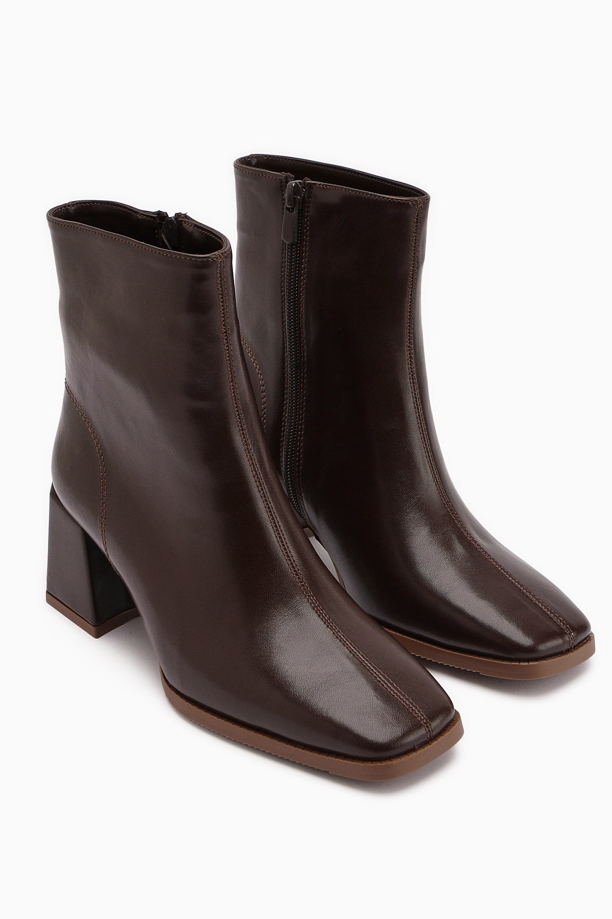 Margot Kahve Küt Burunlu Topuklu Kadın Bot
