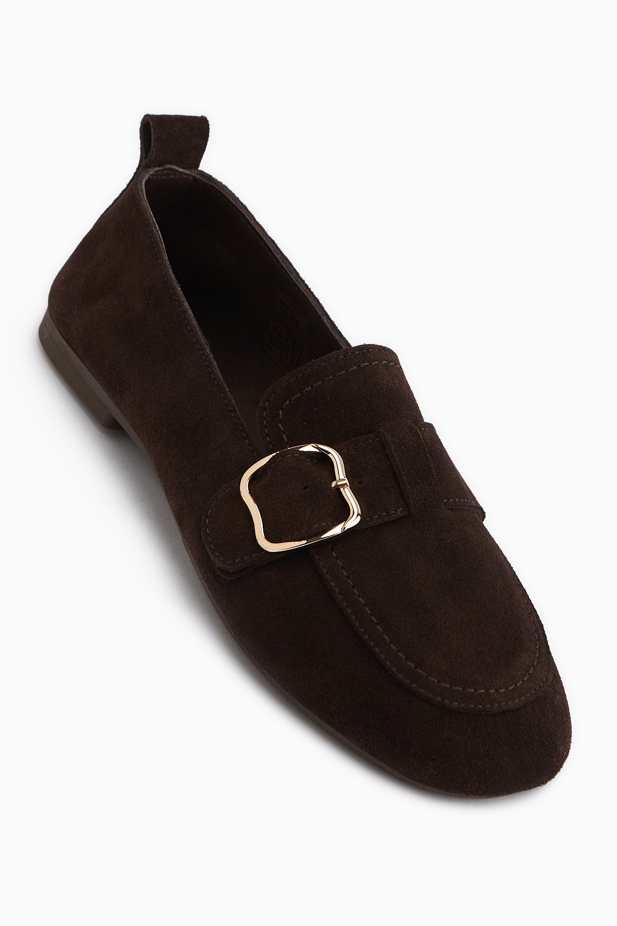 Oliva Hakiki Deri Kahve Tokalı Kadın Babet