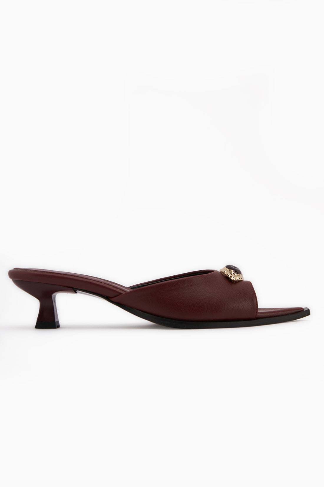 Dania Bordo Tokalı Kısa Topuklu Kadın Terlik