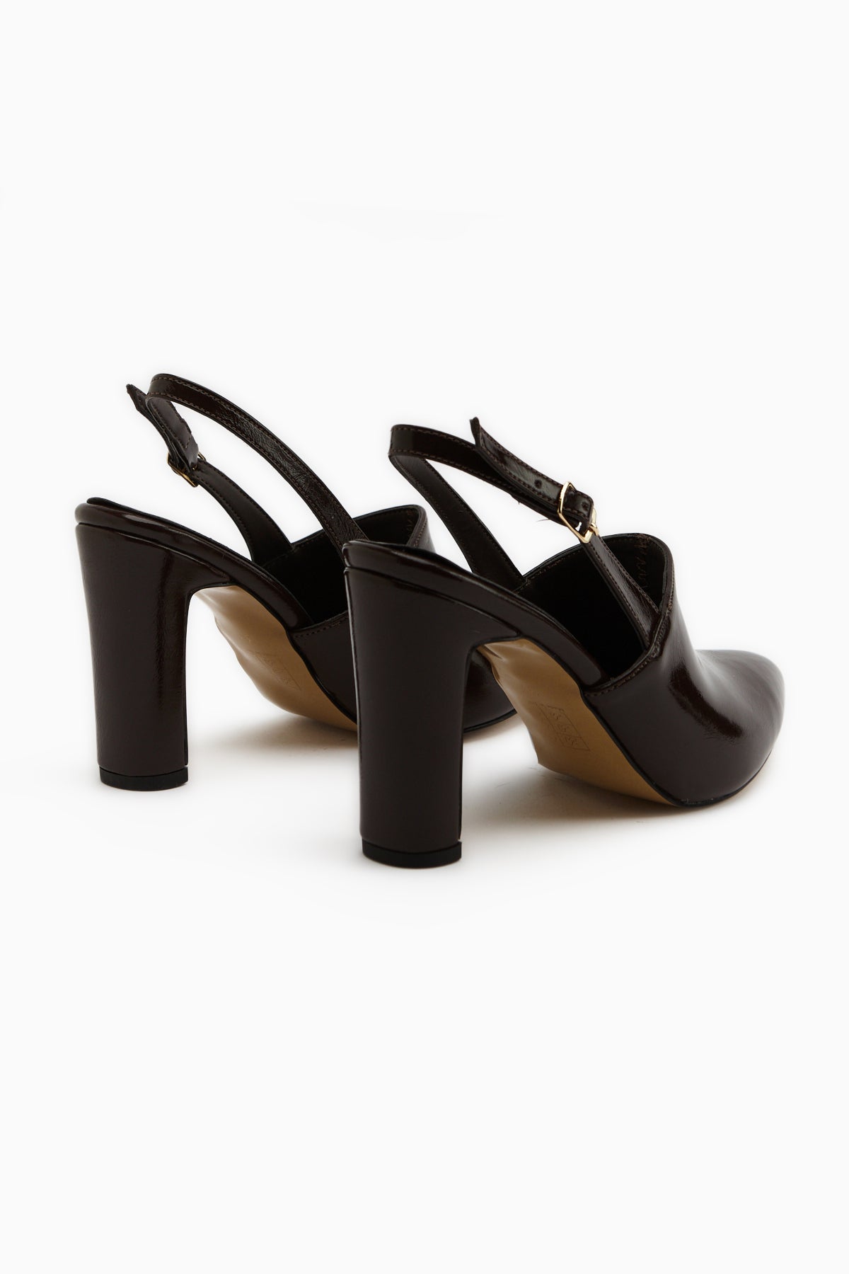 Maisa Kahve Sivri Burunlu Slingback Kalın Topuklu Kadın Ayakkabı