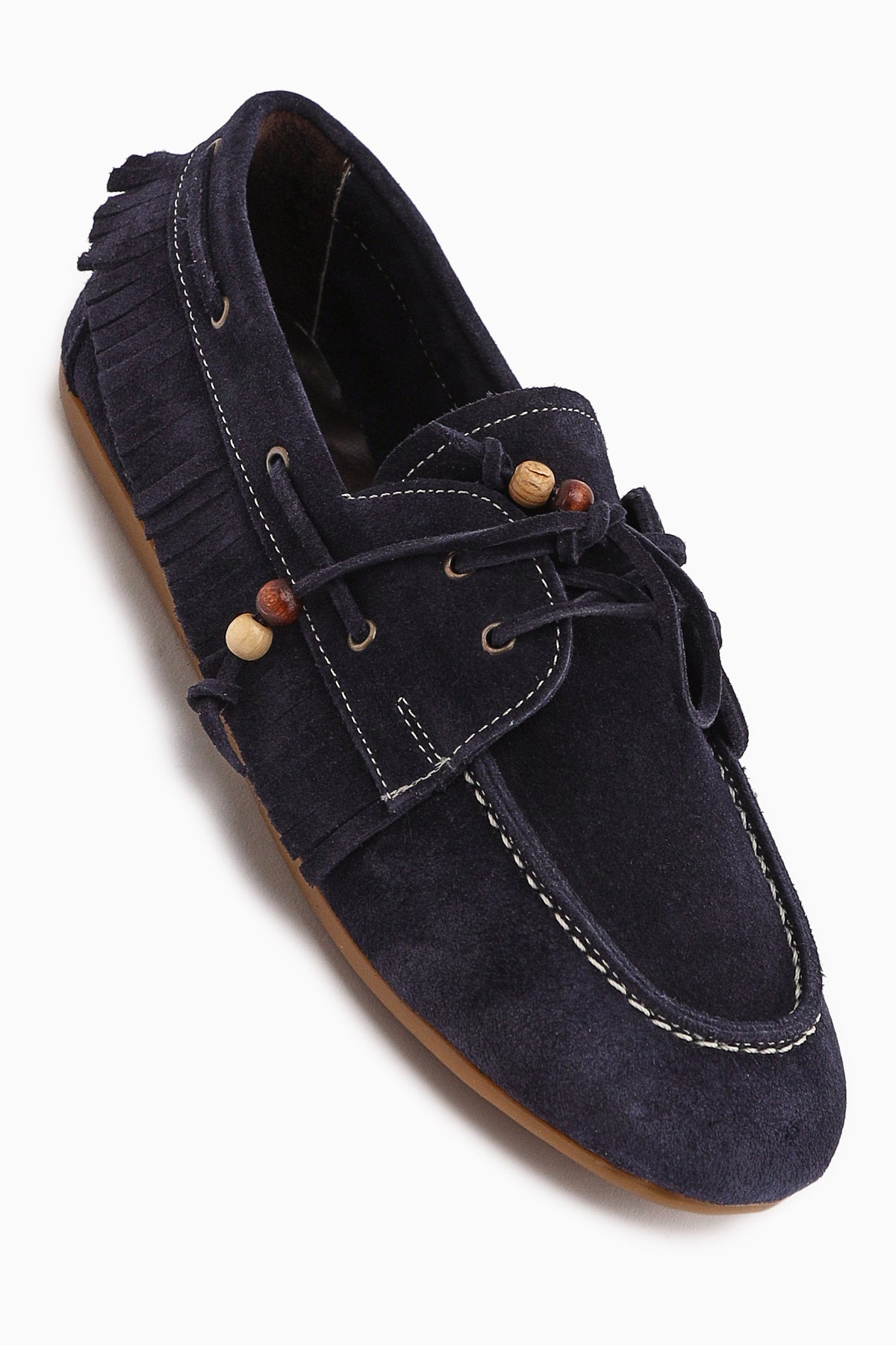 Rania Hakiki Deri Lacivert Kadın Loafer Ayakkabı