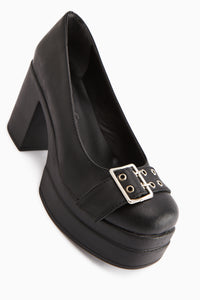 Salin Siyah Kemer Detaylı Dekolteli Topuklu Günlük Ayakkabı