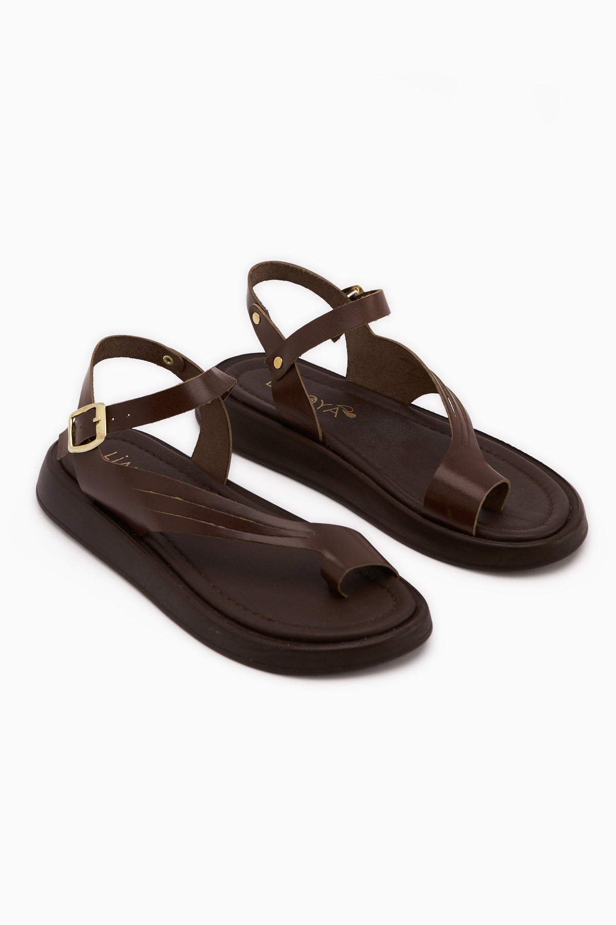 Annia Hakiki Deri Kahve Parmak Arası Kadın Sandalet